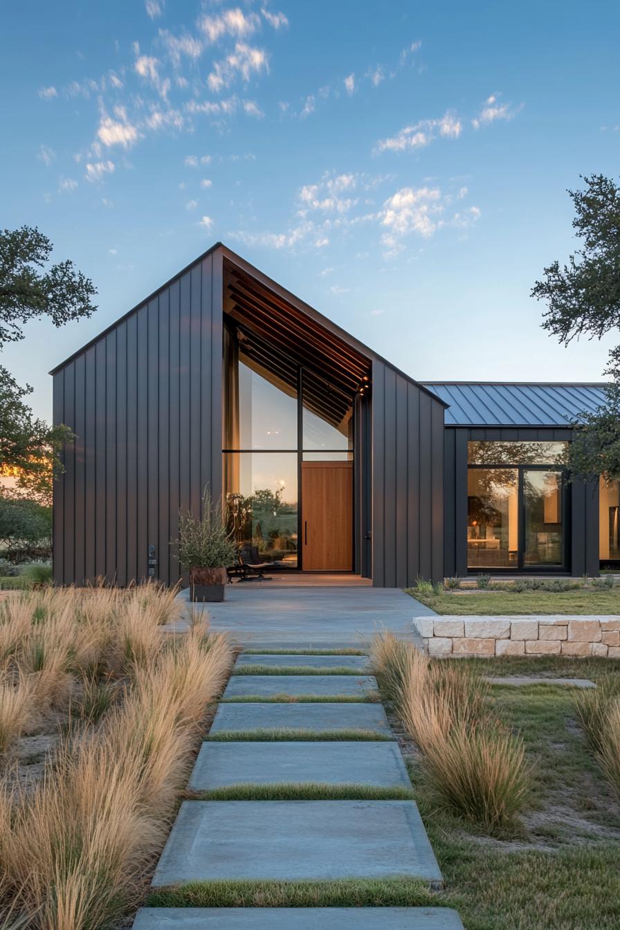 Modern metal home with large windows