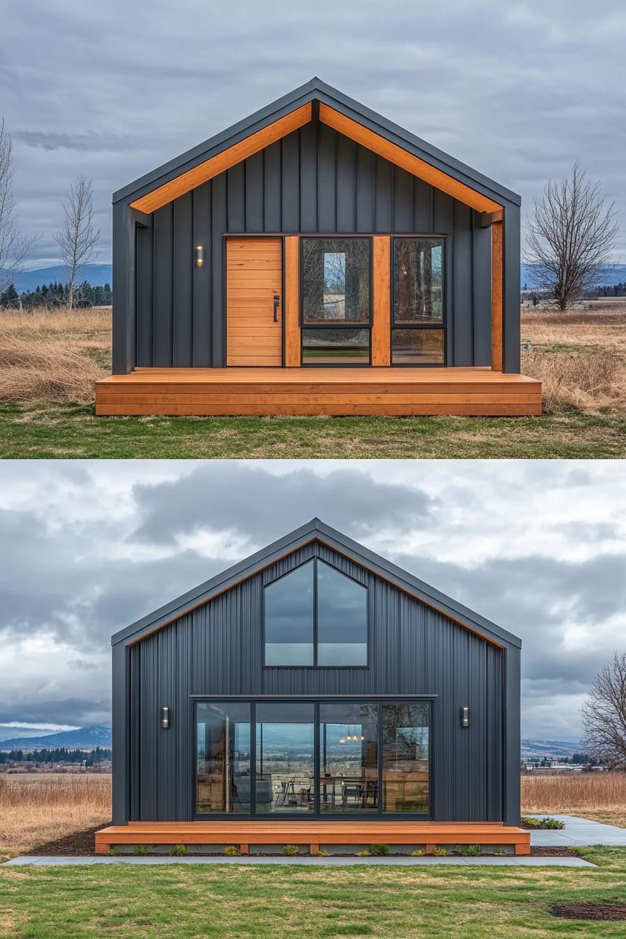 Stylish metal house with large windows