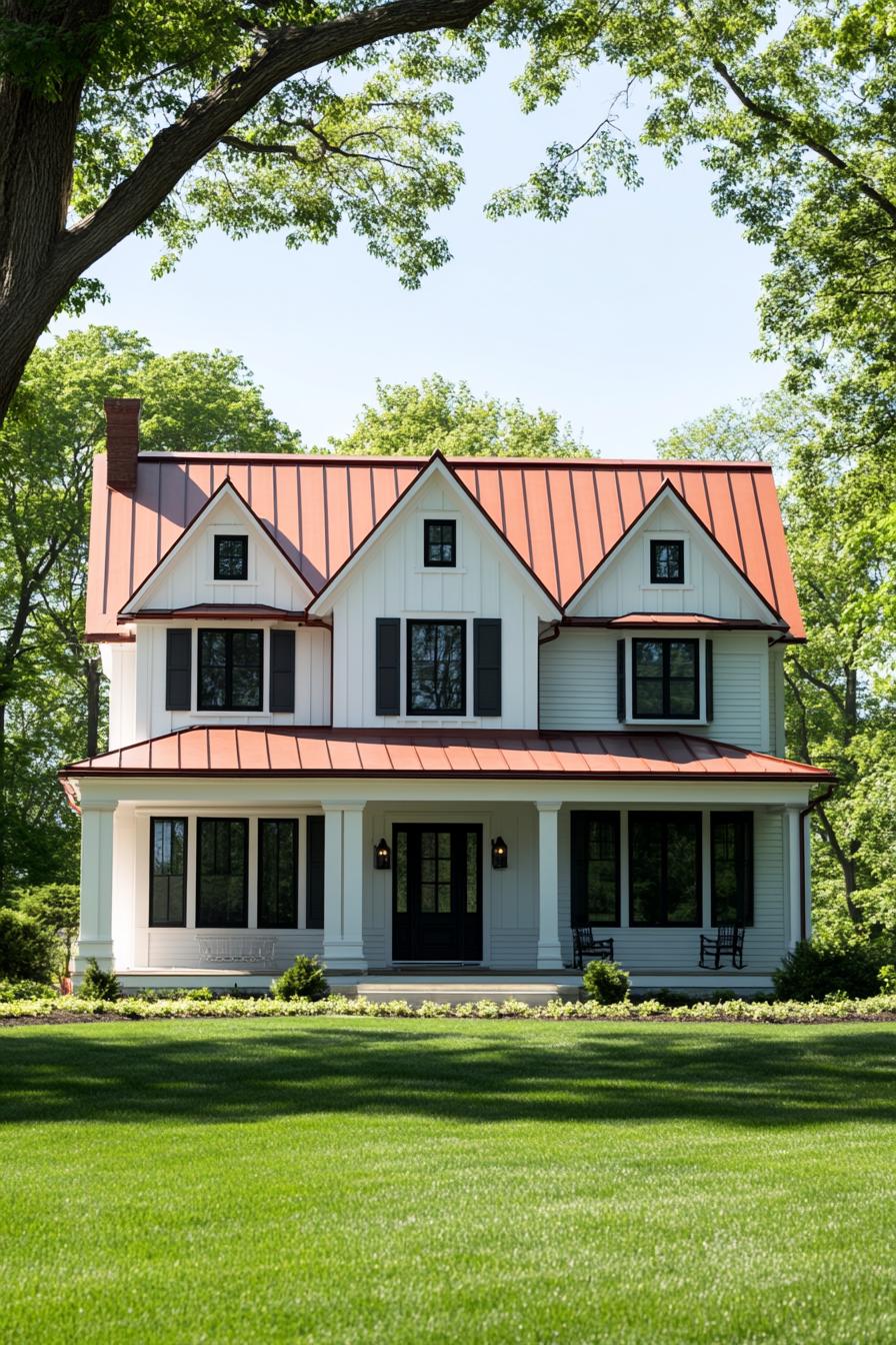 Quaint suburban house with a red roof