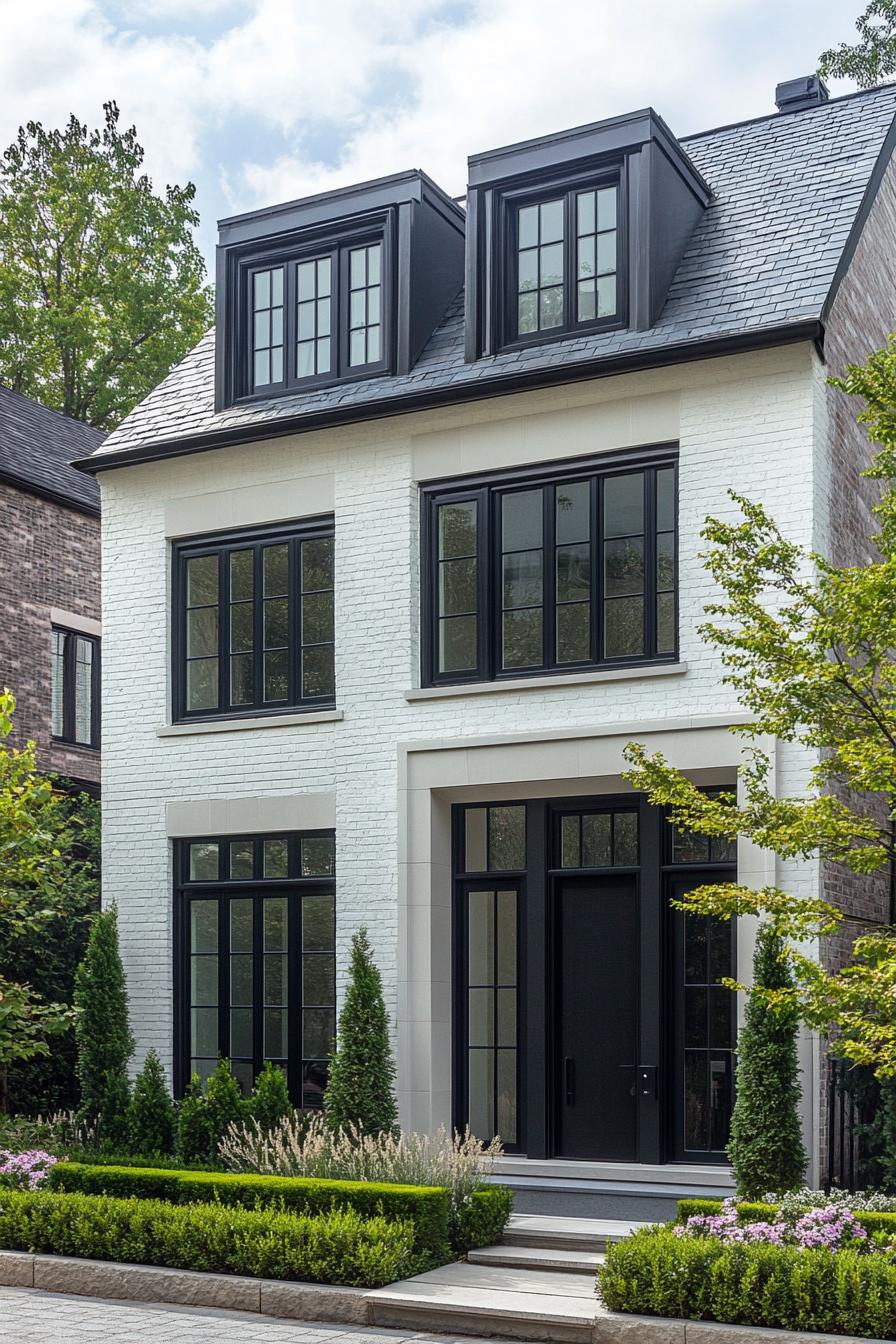 Stylish three-story house with black accents