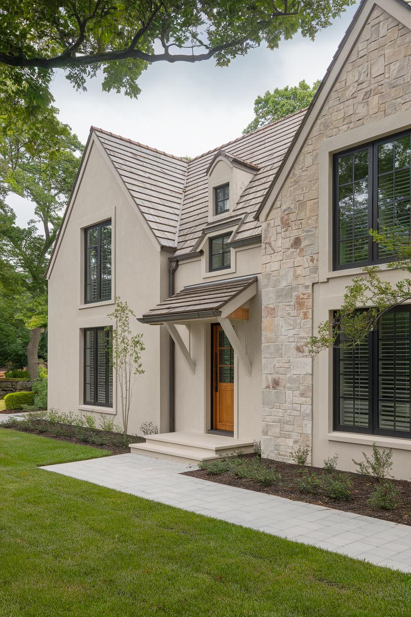 Chic cottage nestled among lush greenery