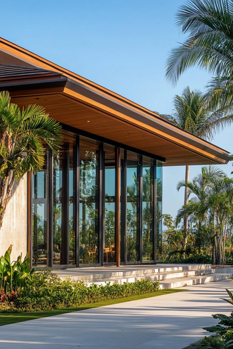 Modern Balinese villa with expansive glass walls