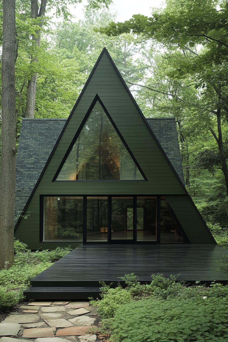 A-frame cabin nestled in lush forest