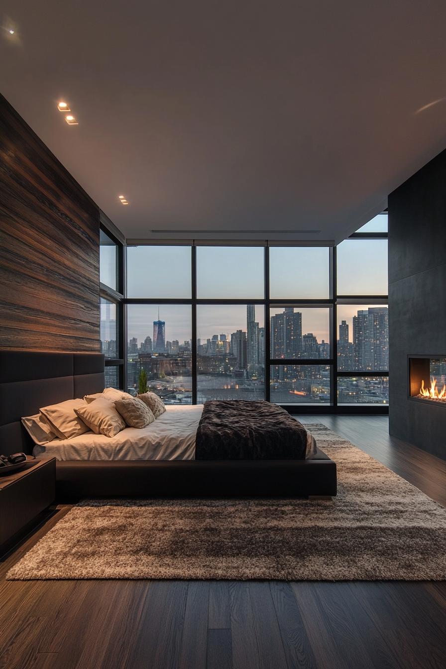 Penthouse bedroom with city views