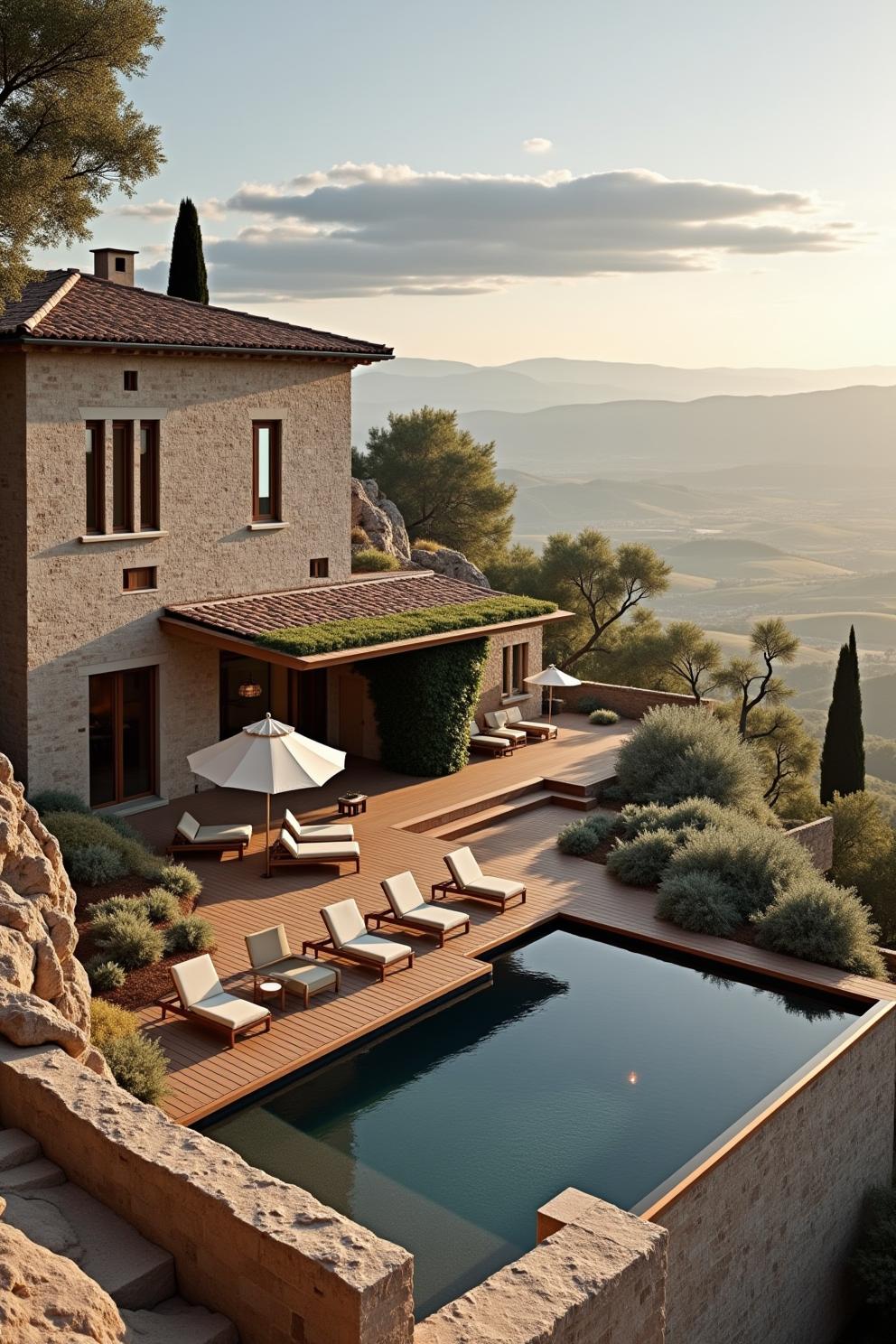 Luxurious stone villa overlooking the countryside