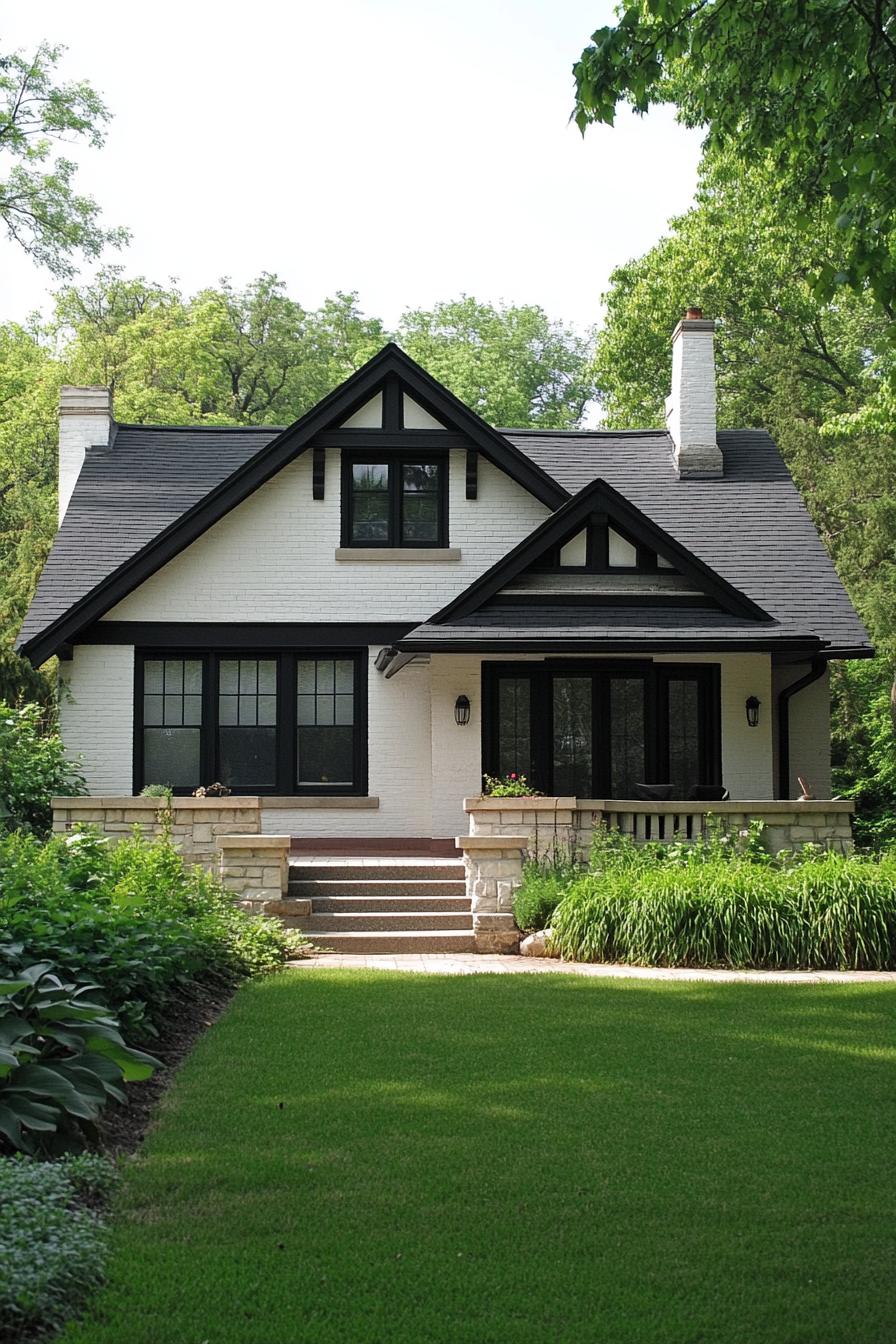 Modern bungalow with lush garden and inviting porch