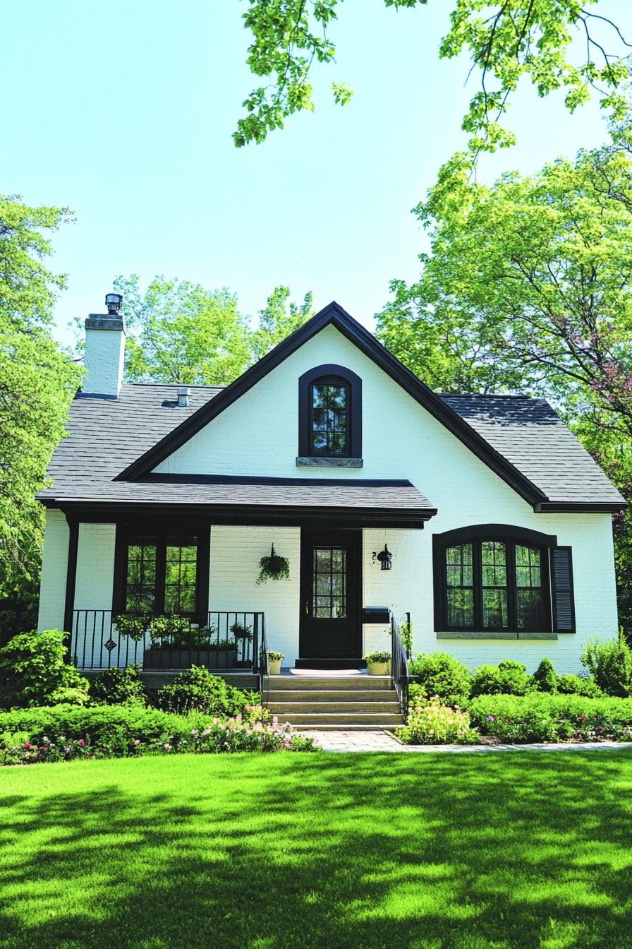 Charming white bungalow amidst greenery