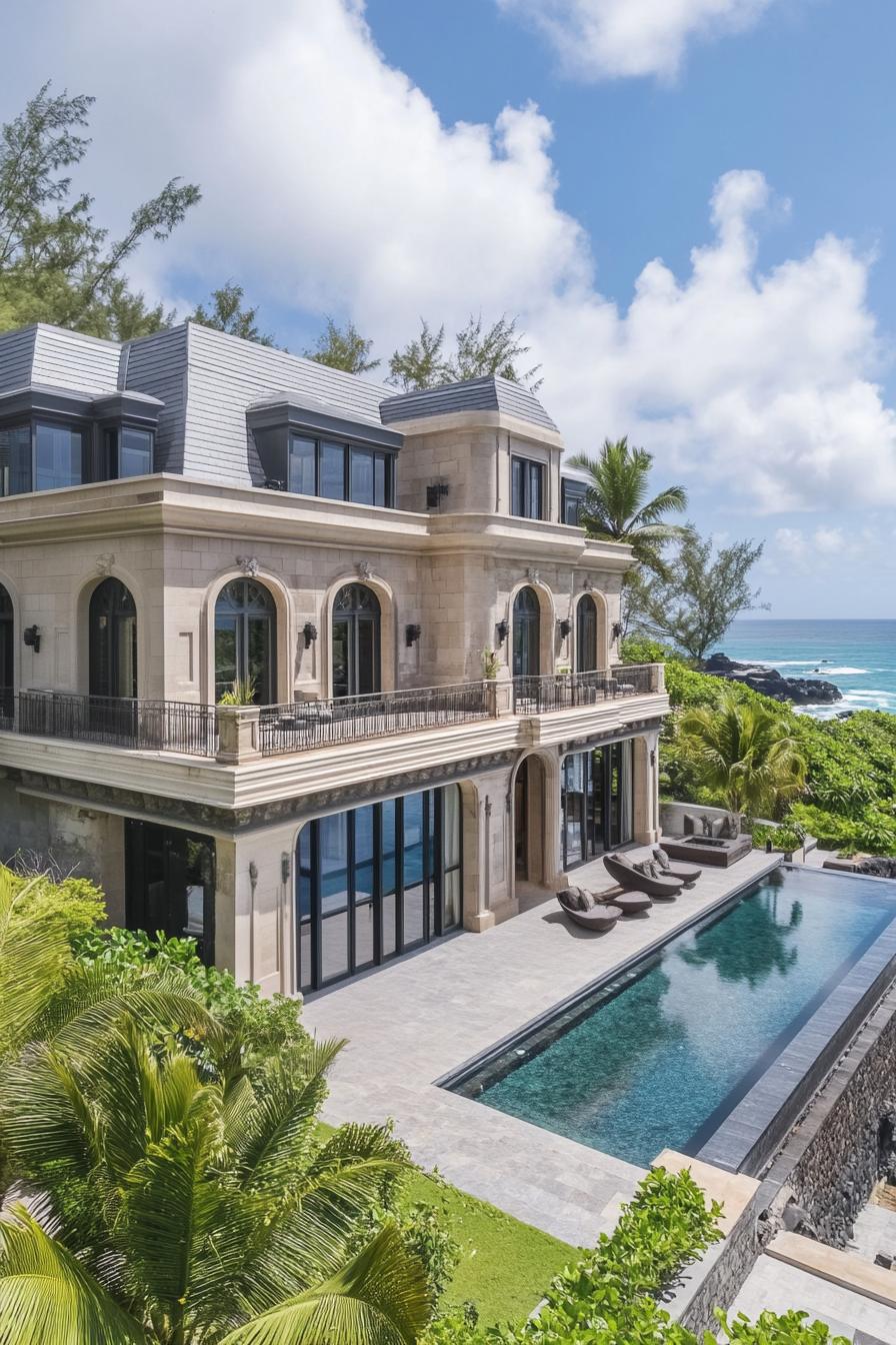 Luxurious mansion with infinity pool overlooking the ocean