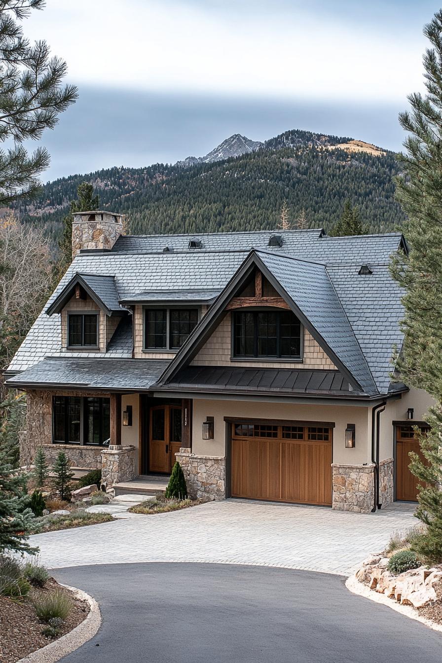 Charming mountain house with stone and wood accents