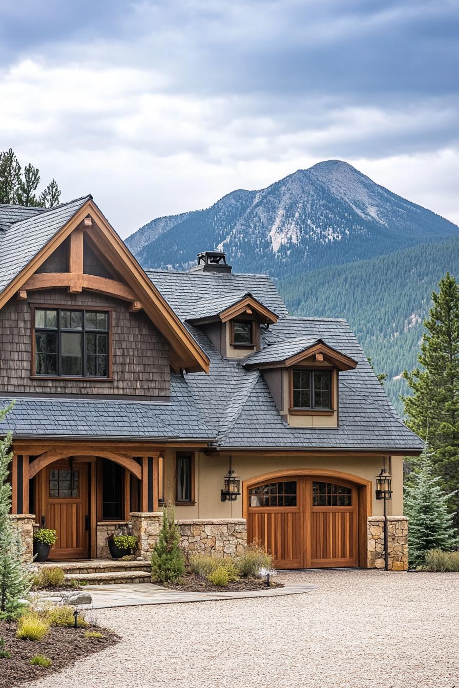 Charming mountain house with wooden accents