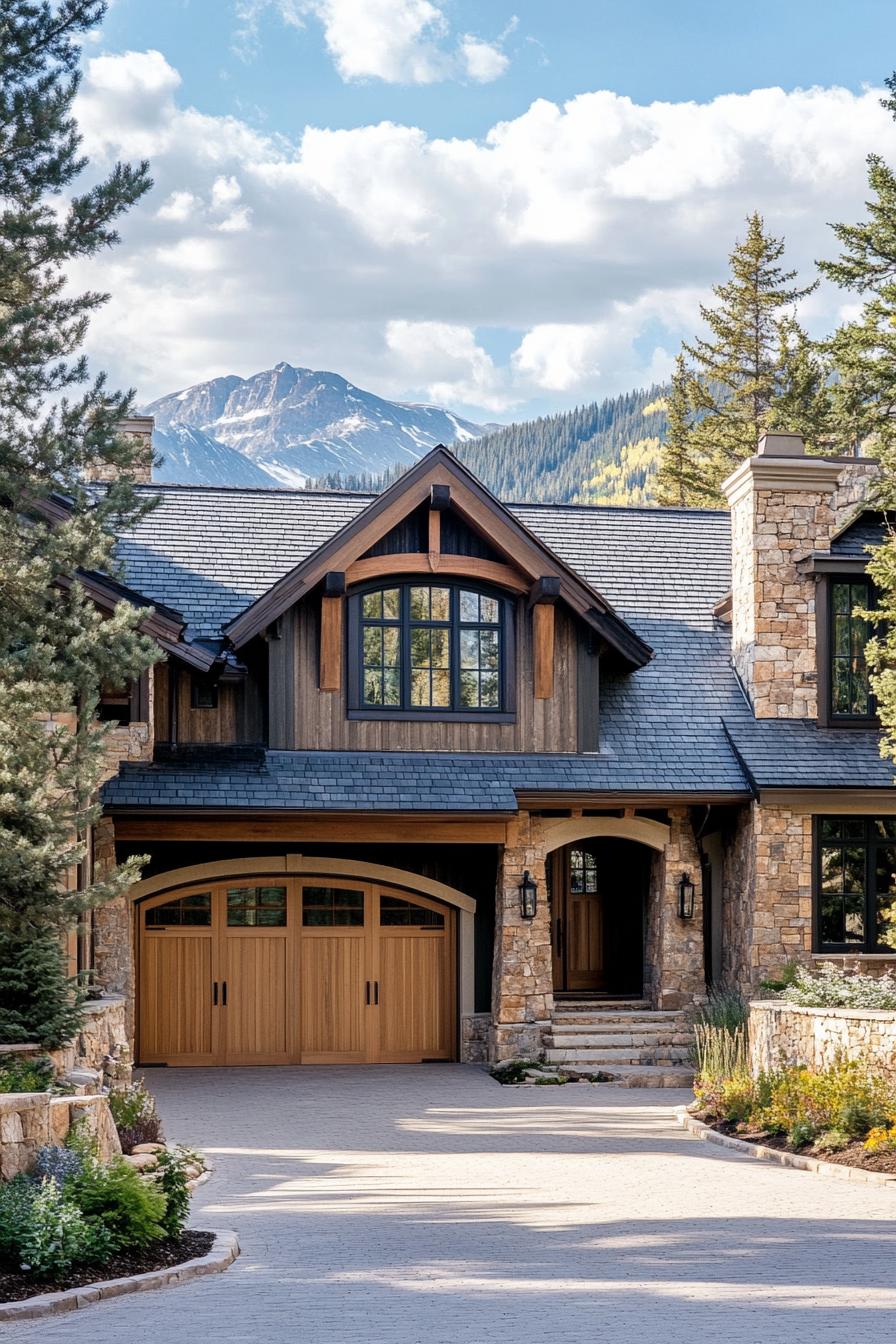 Charming stone and timber house with mountain backdrop