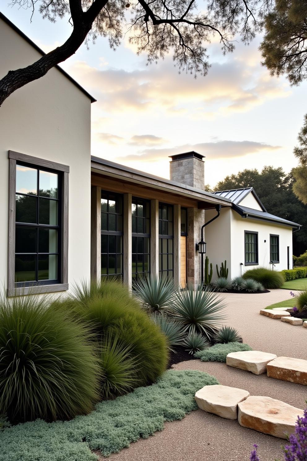 Modern ranch-style home with desert landscaping