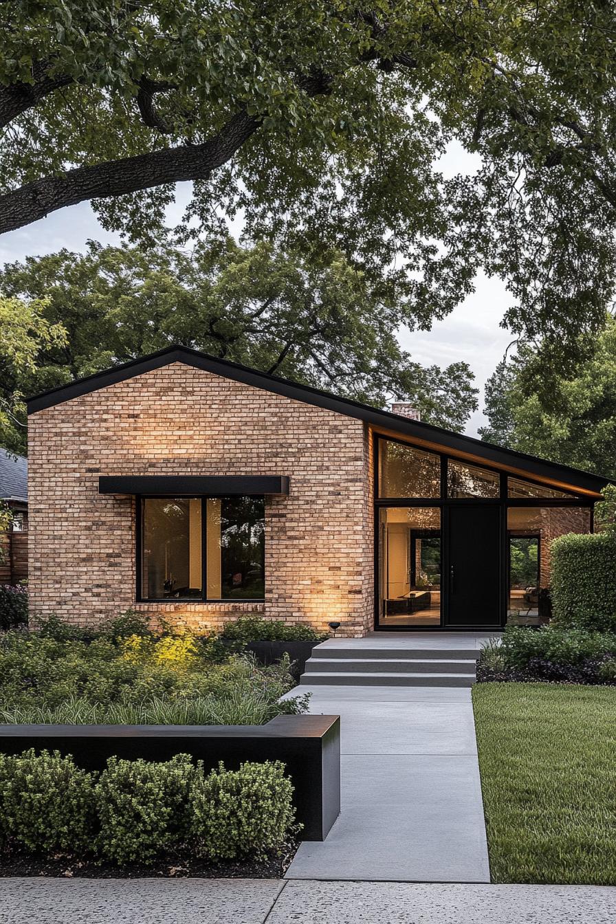 Charming brick house amidst a lush garden