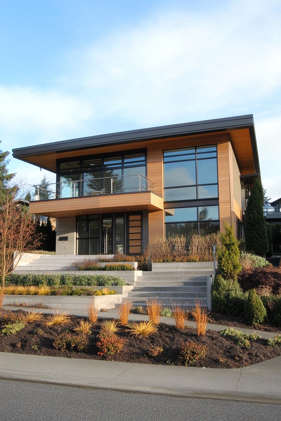 Contemporary house with a flat roof and large windows