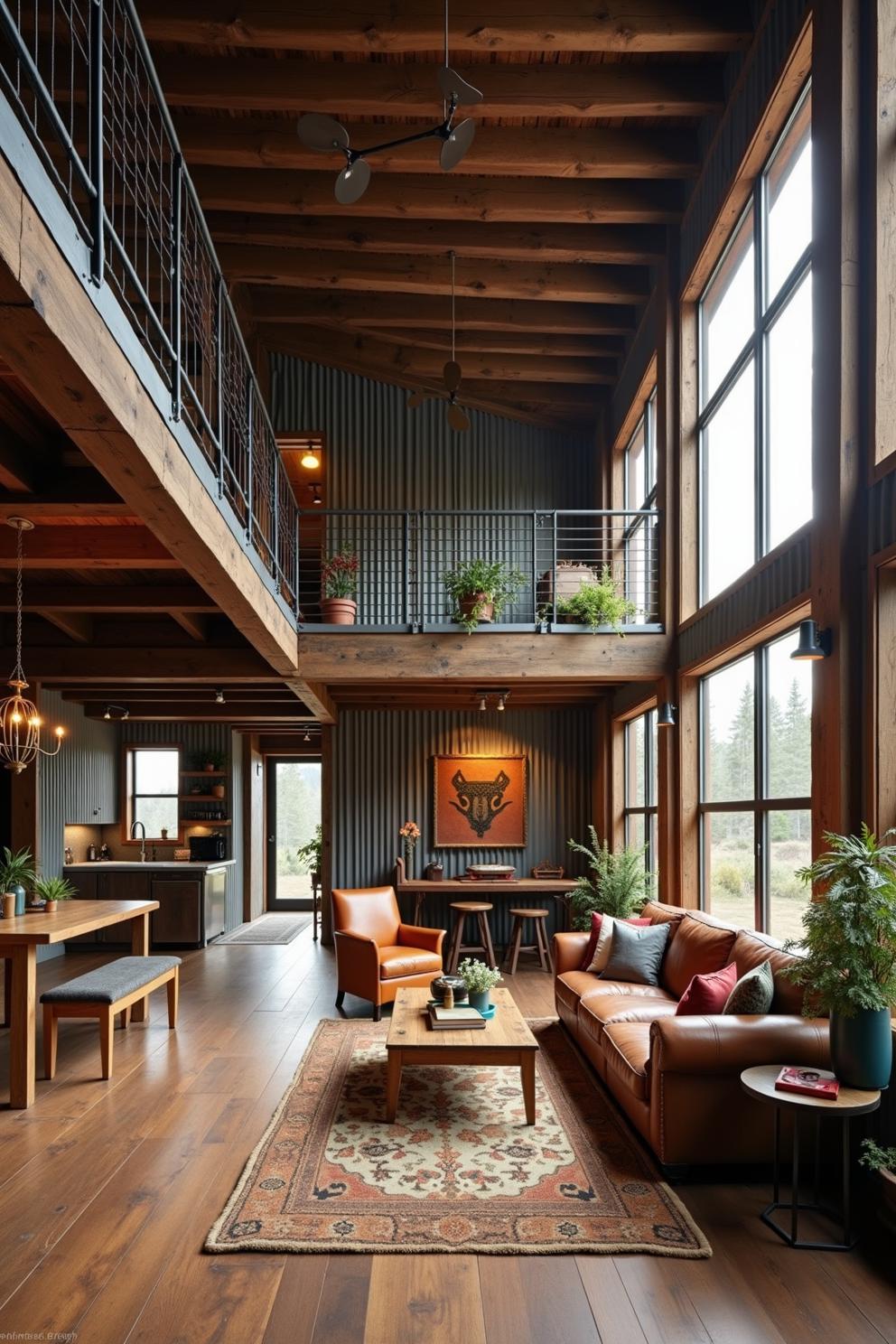 Spacious loft with wooden beams and large windows