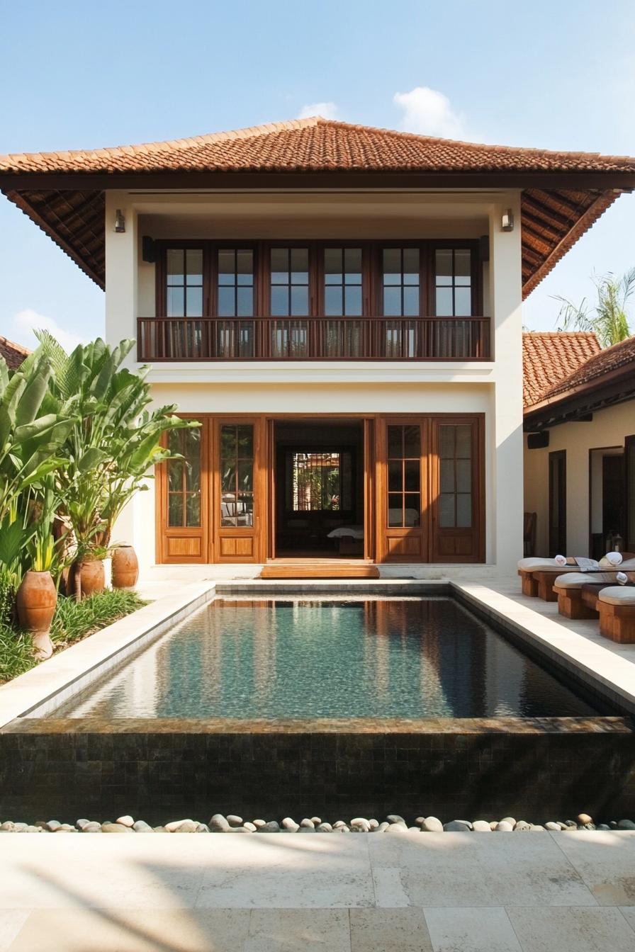 Luxurious Balinese villa with a pool in front