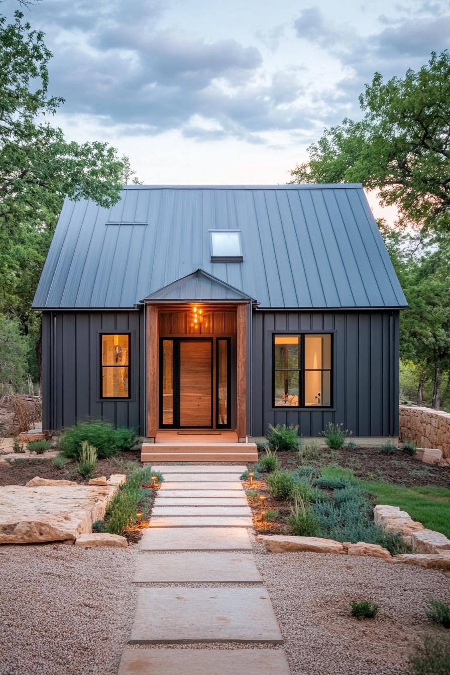 Modern metal home with large windows