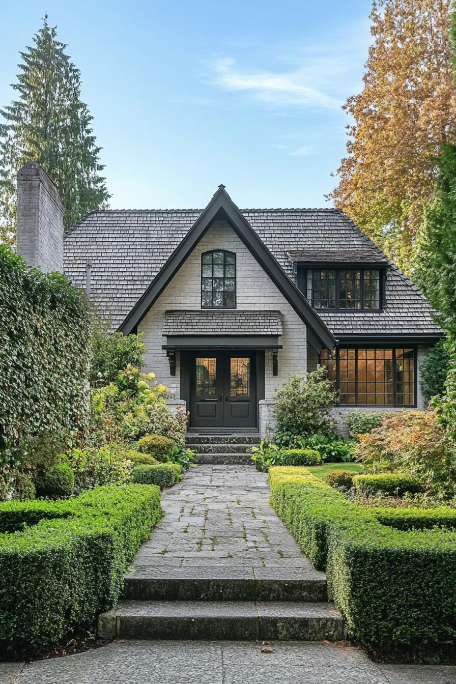 Charming stone cottage surrounded by lush greenery