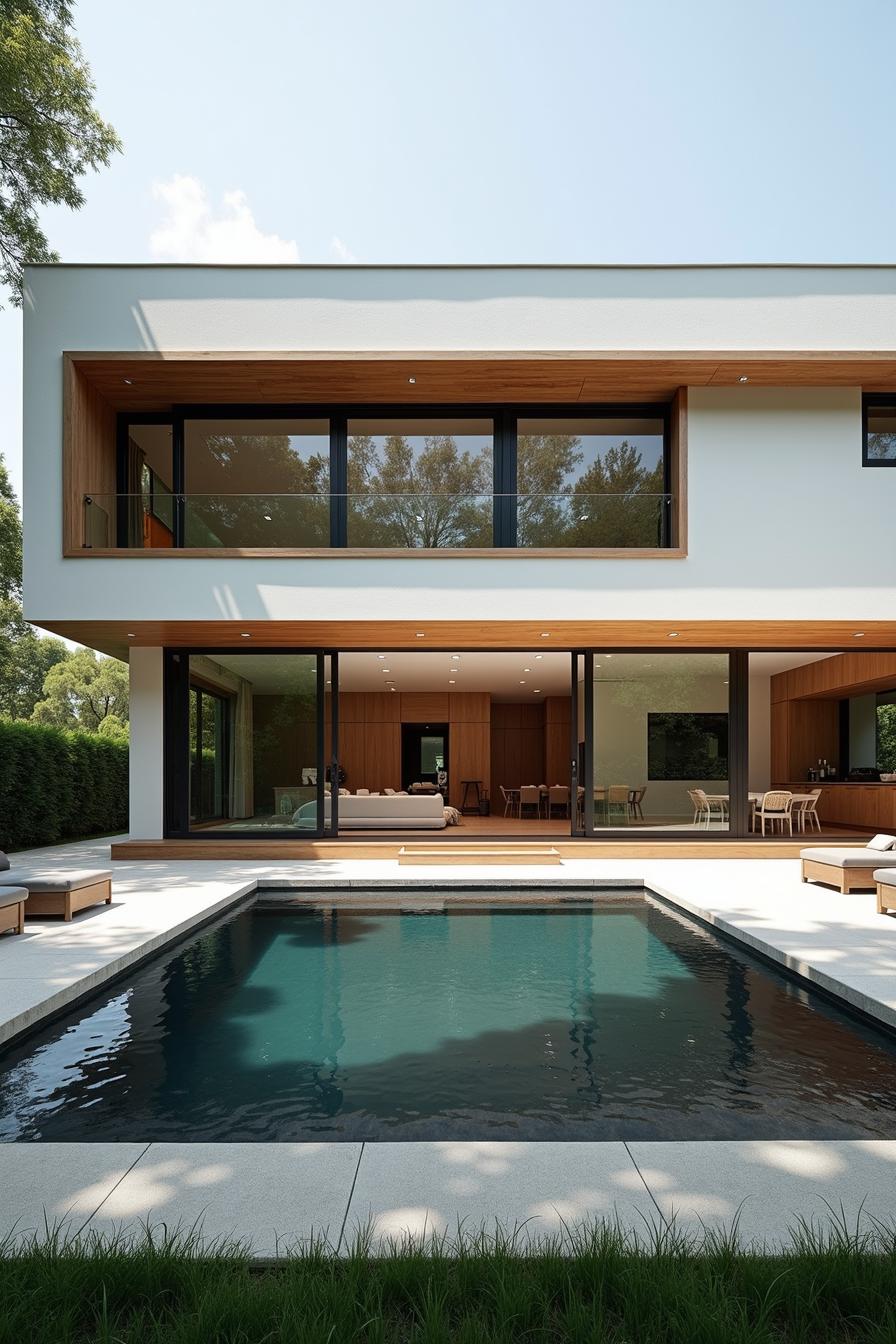 Modern house with pool and large windows