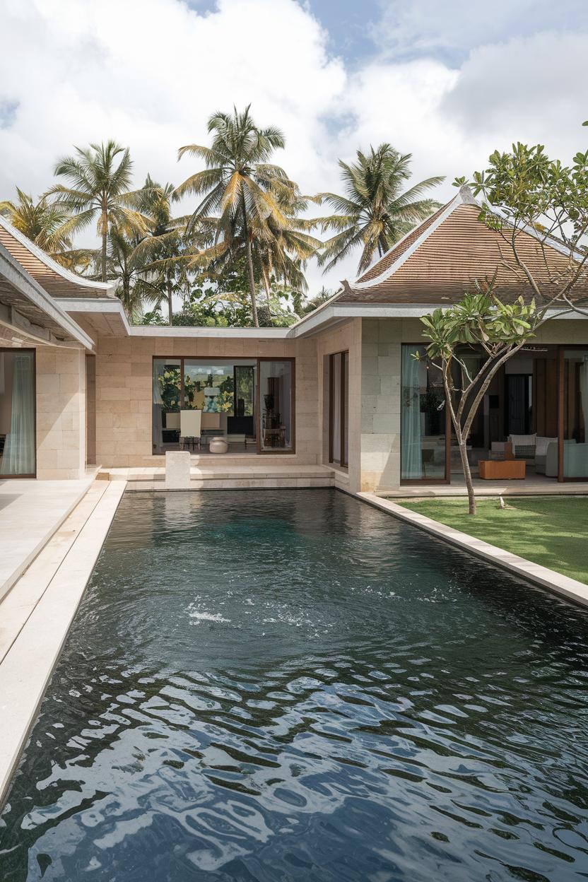 Modern tropical villa with a serene pool