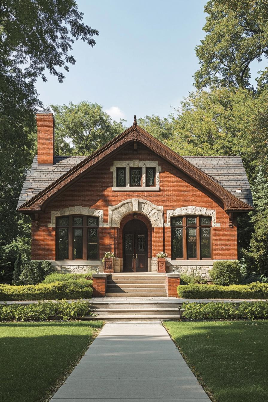 Charming brick ranch house with a lush green yard