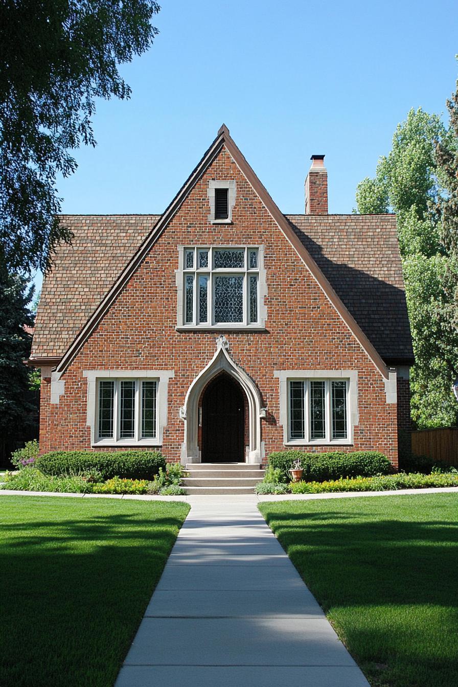 Charming brick house with steep gable roof and beautiful windows