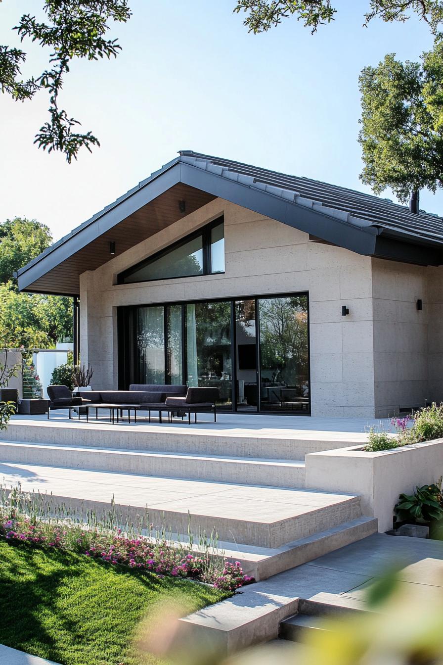 Modern bungalow with sleek design and terraced patio