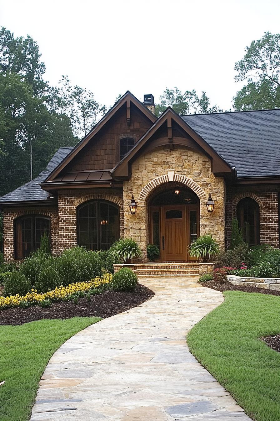 Charming stone cottage with manicured garden path