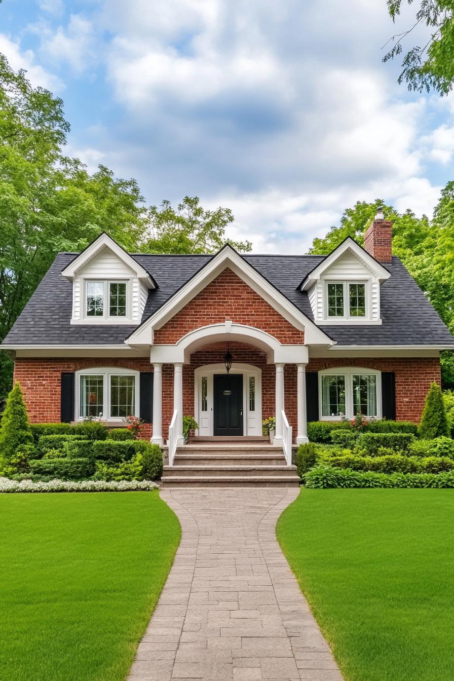 Classic brick house with twin dormer windows