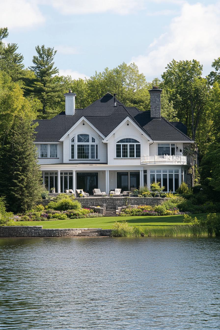 Elegant manor overlooking a tranquil lake