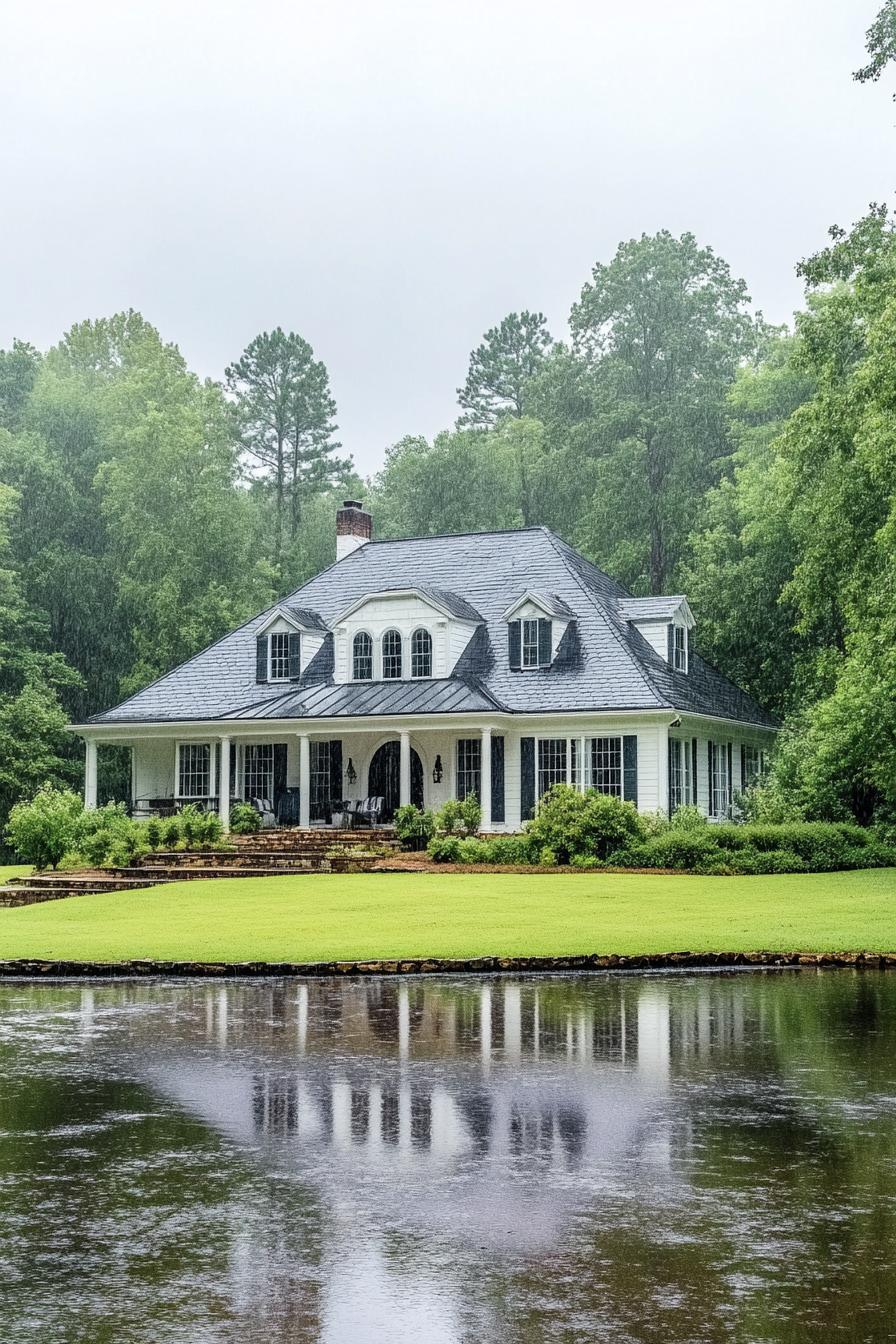 Charming house with a lake view and lush greenery