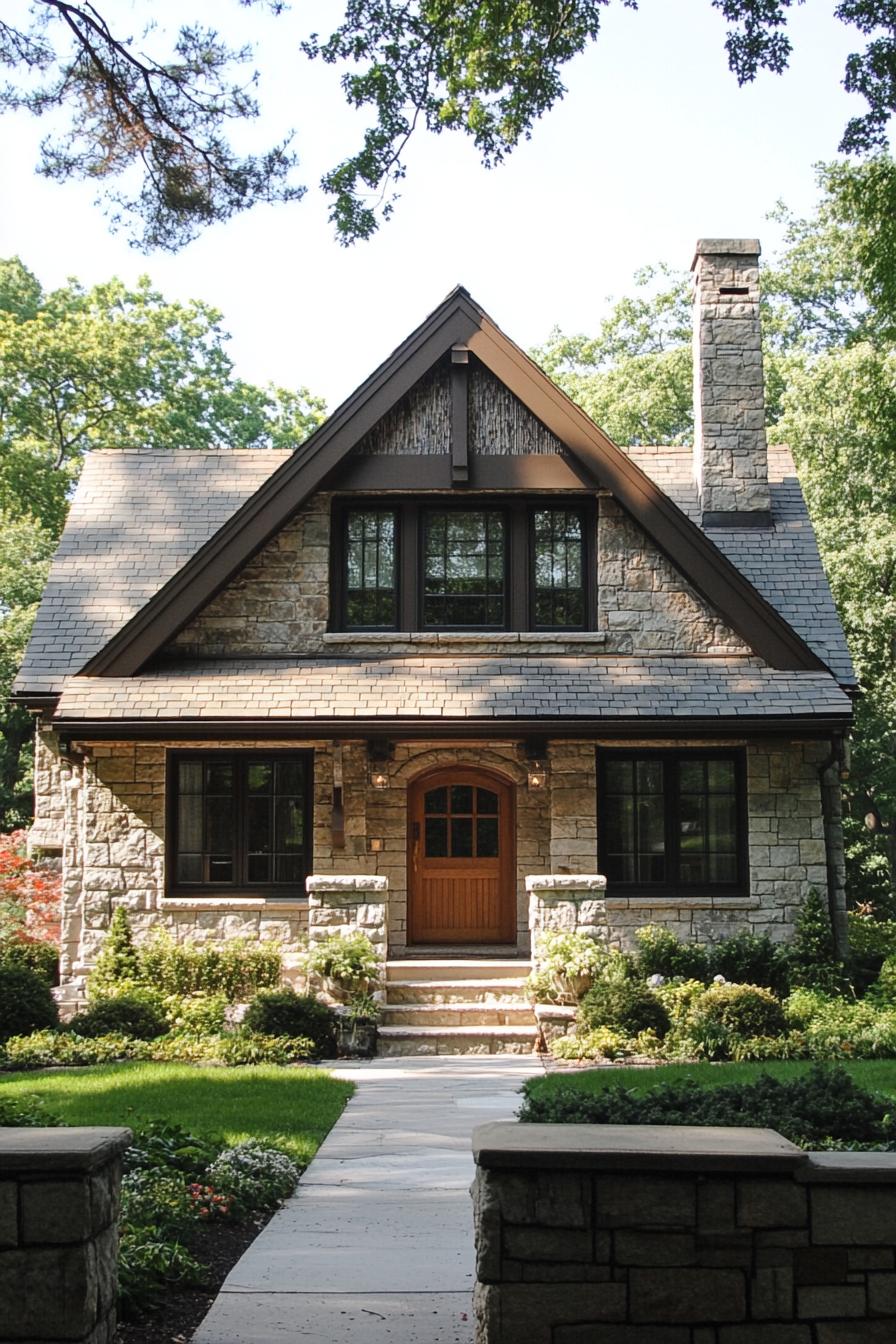 Charming stone house with a steep roof and garden