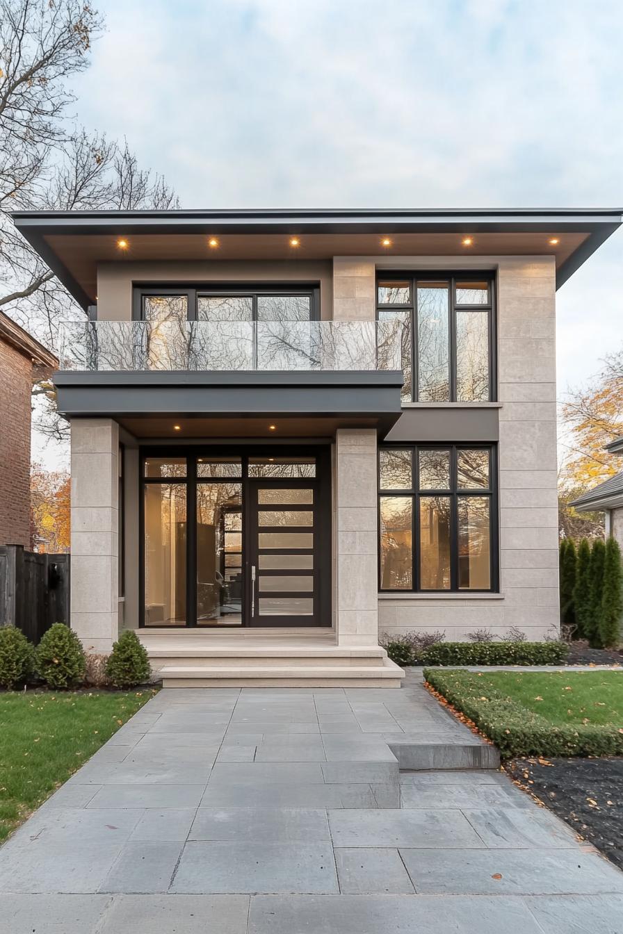 Two-Story Modern House with Large Windows