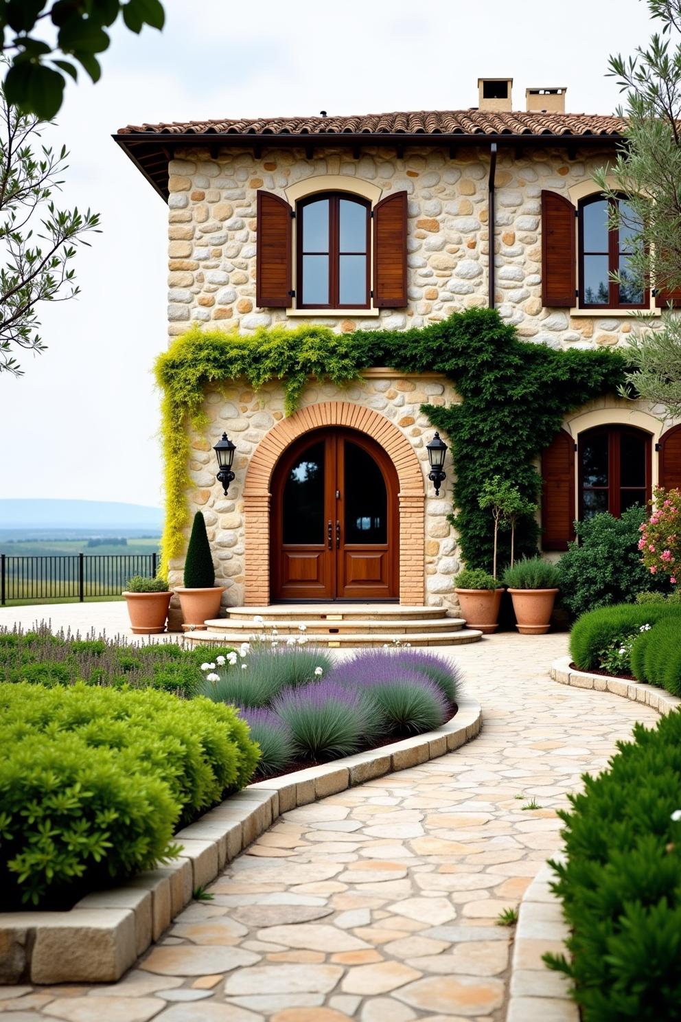 Charming stone villa with wooden shutters and lush garden