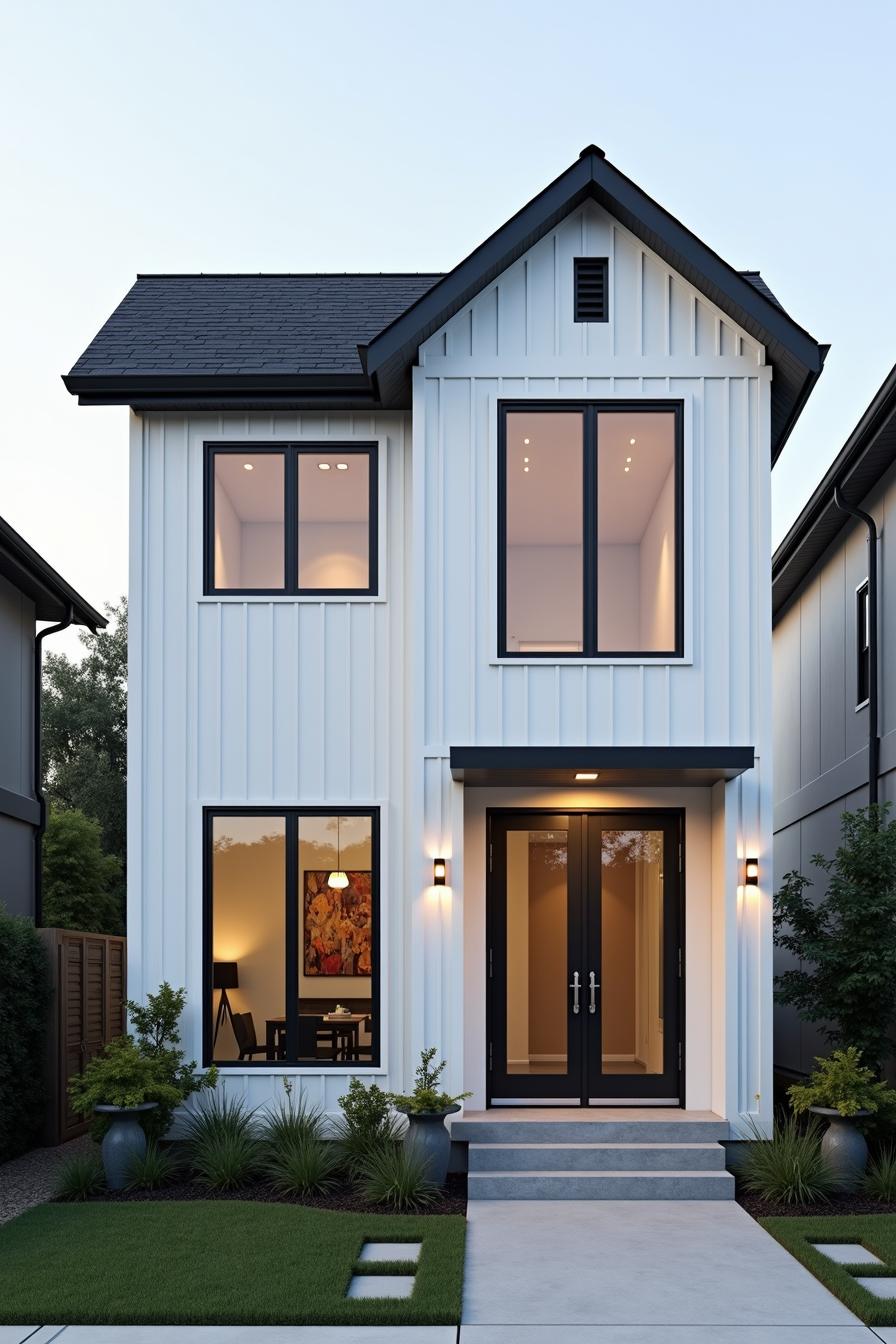 Modern white house with big windows and a welcoming entrance