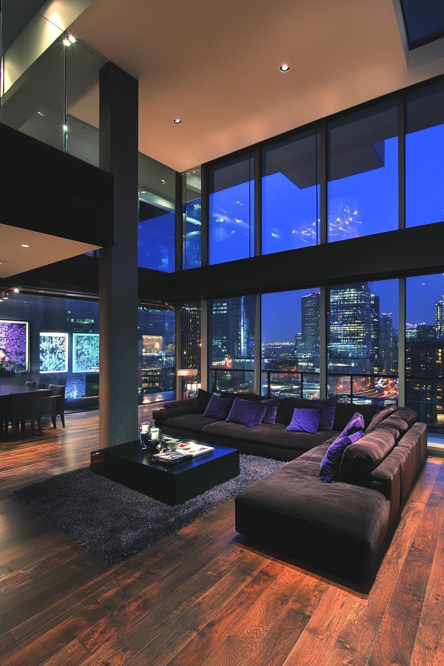 Luxury penthouse with modern decor and city view