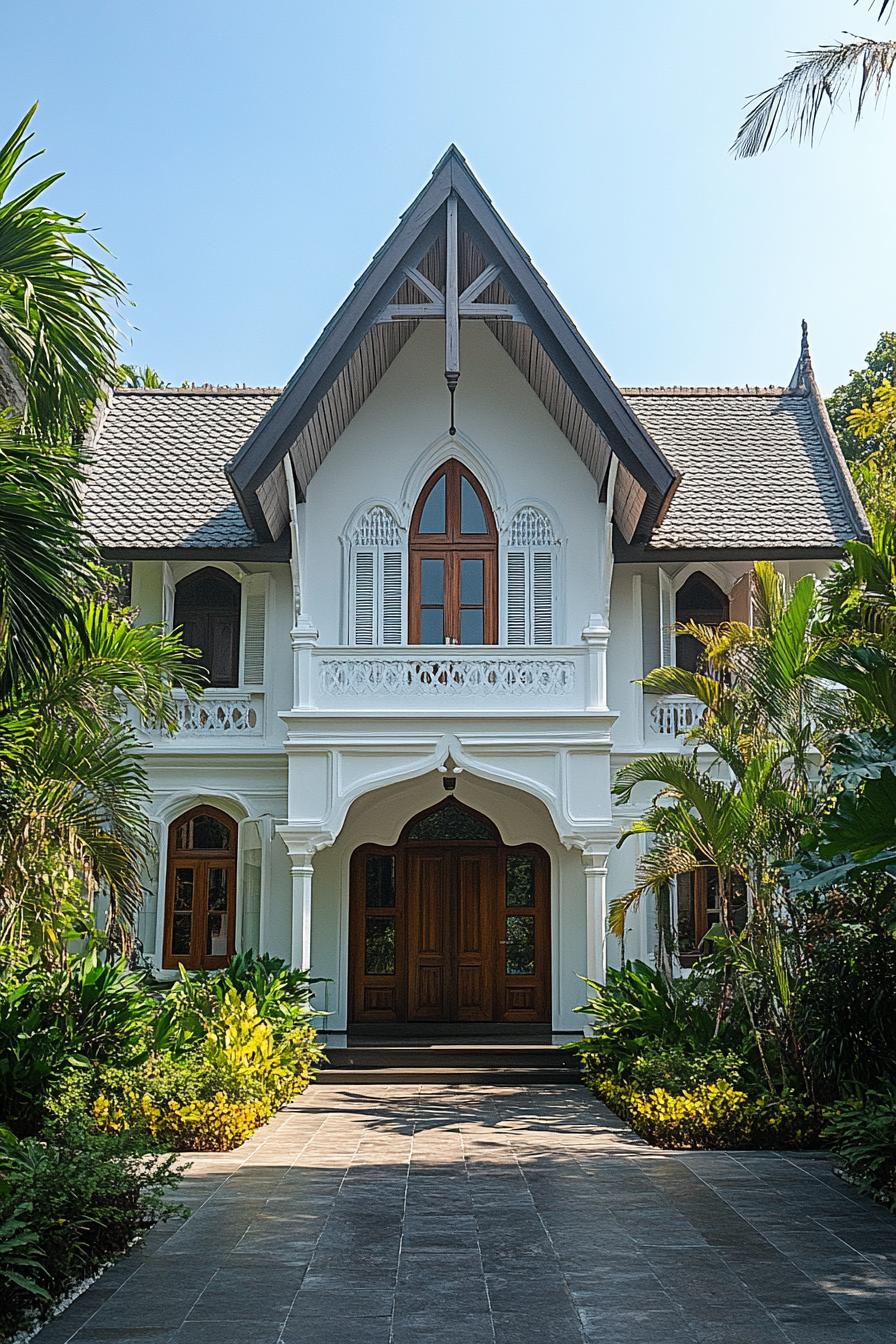 West Indies style house with lush greenery