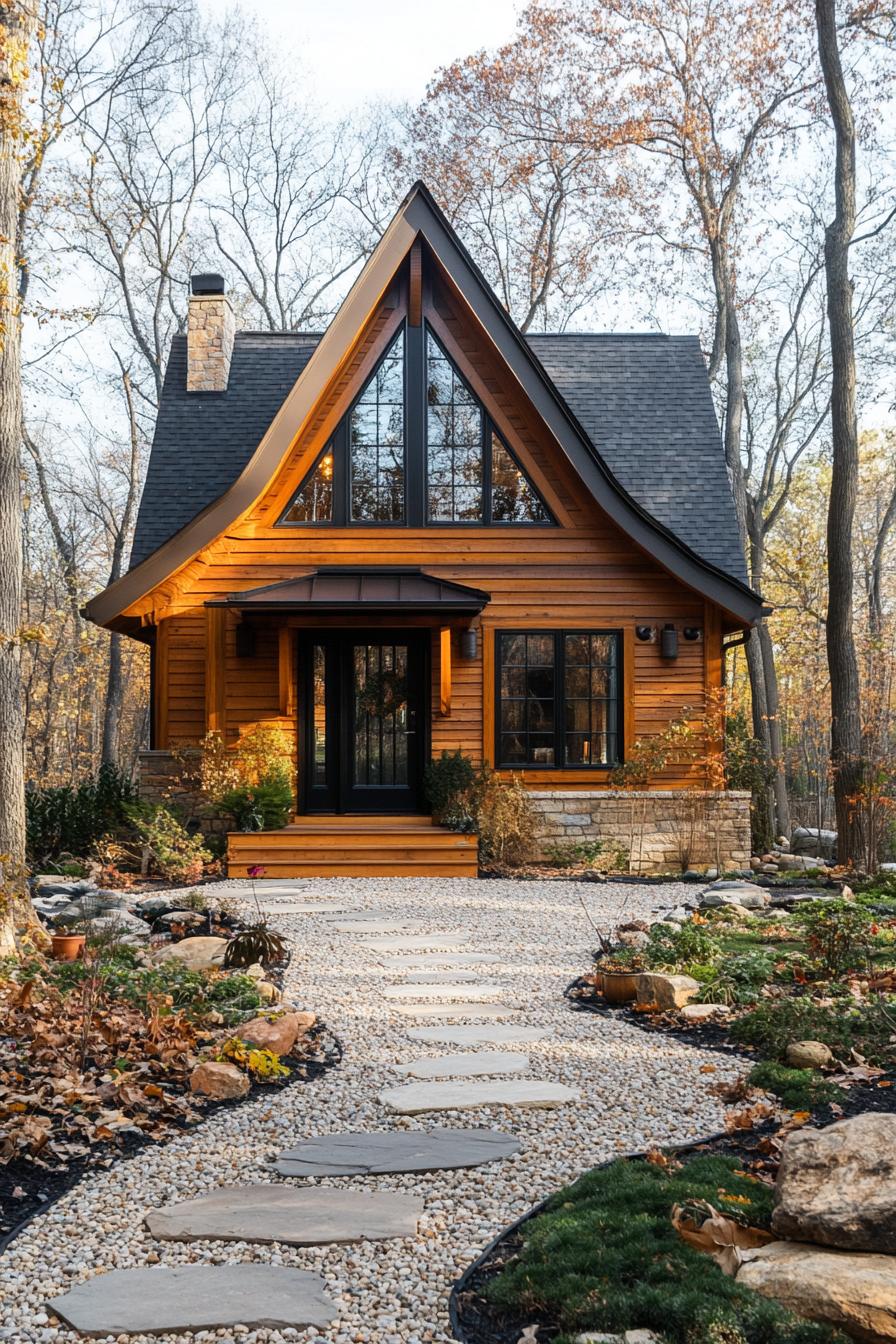 Quaint wooden cabin nestled in the forest