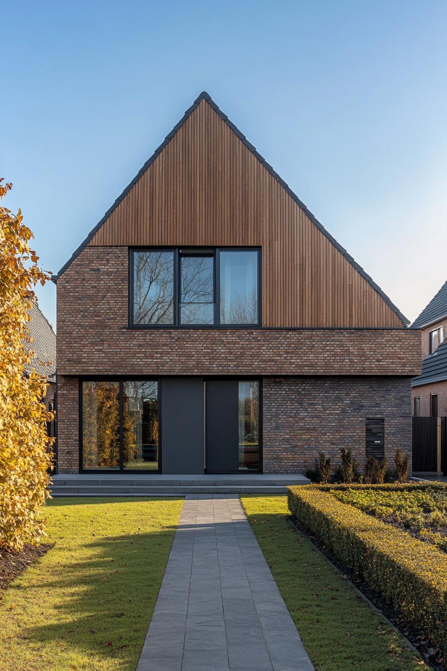 Brick house with a steep gabled roof