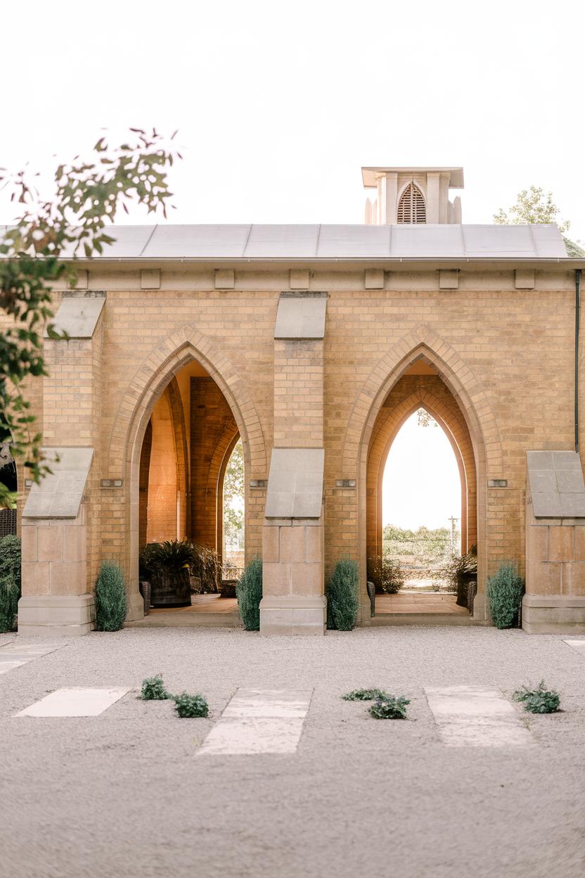 Elegant arched walkways with a rustic brick design