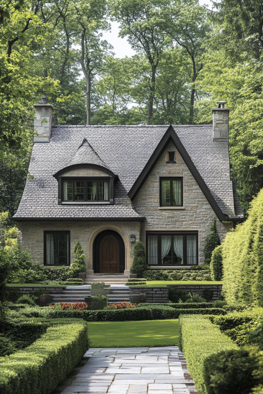 Charming stone cottage amidst lush greenery