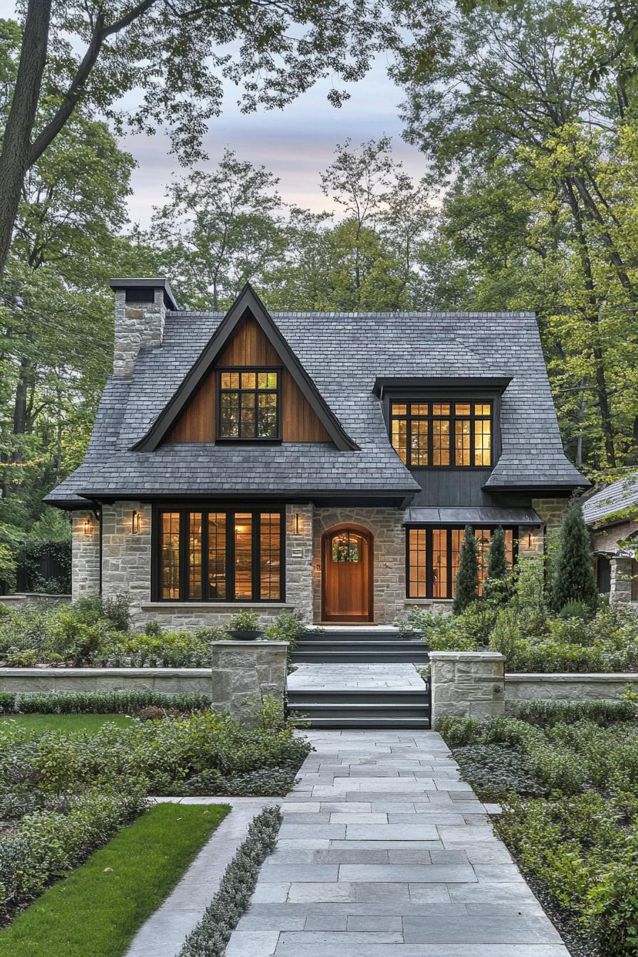 Charming stone cottage amidst lush greenery