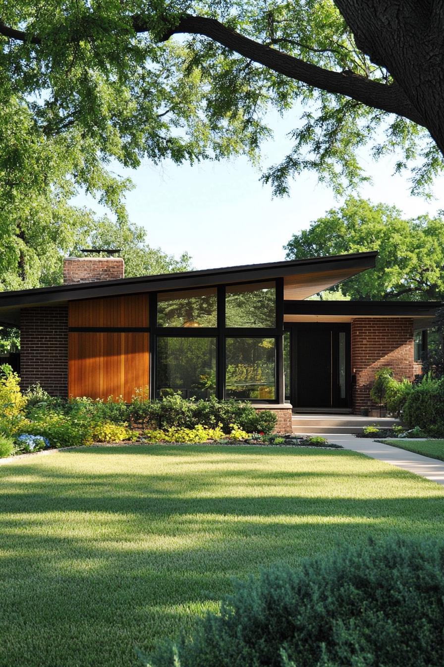 Ranch-style suburban house with large windows