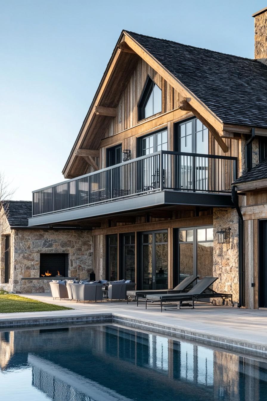 Stone and Wood Mountain House with Pool