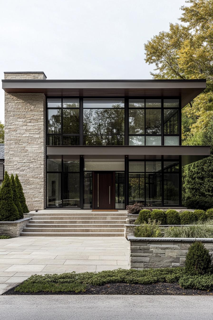 Modern house with stone and glass façade