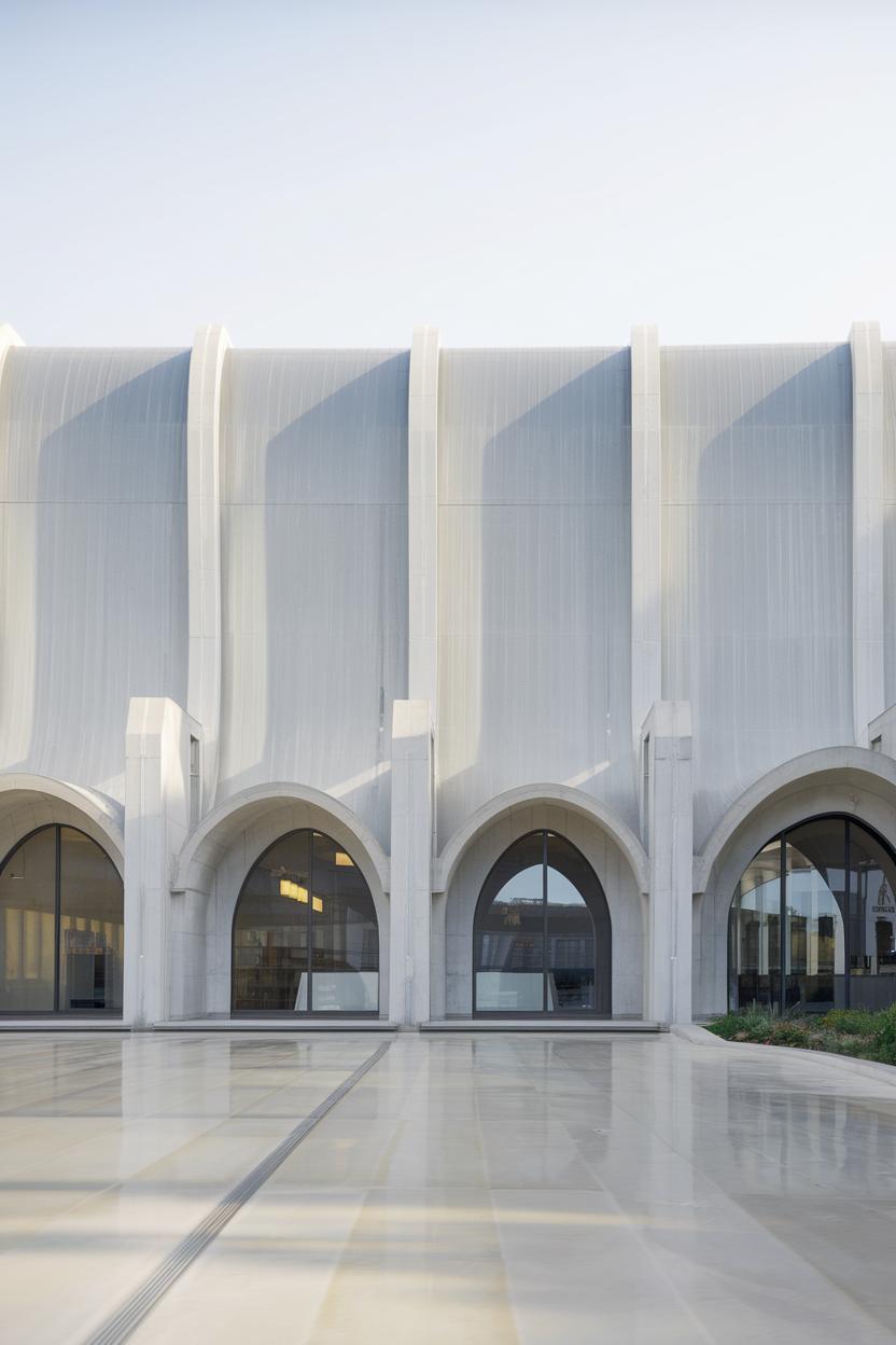 Modern arcade architecture with curves and arches