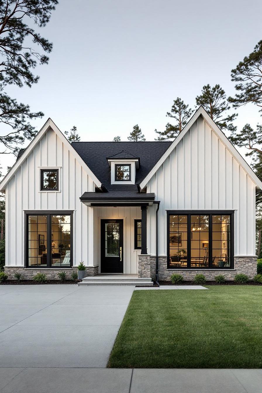 Charming white house with black accents