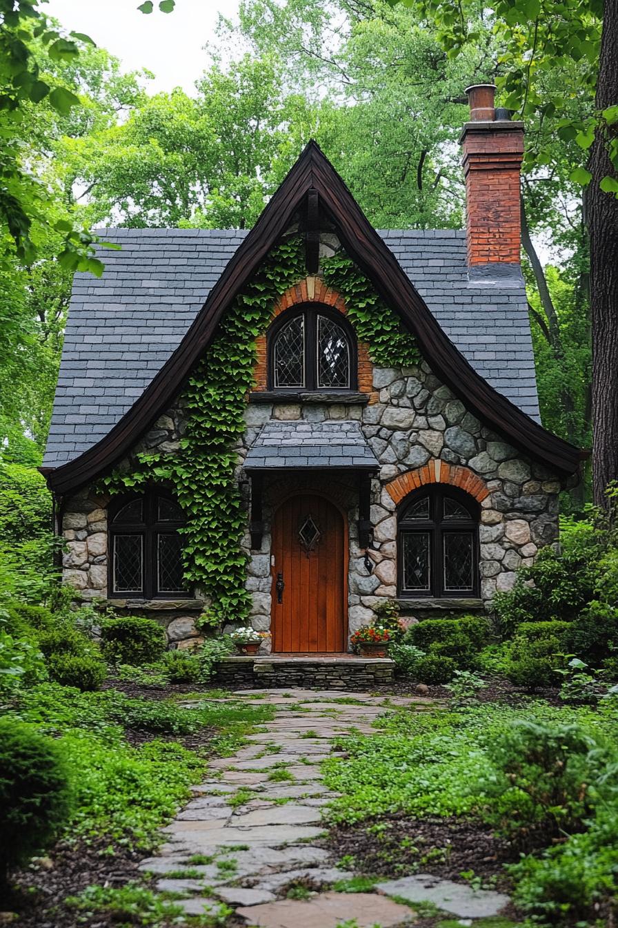 Charming cottage with stone walls and ivy