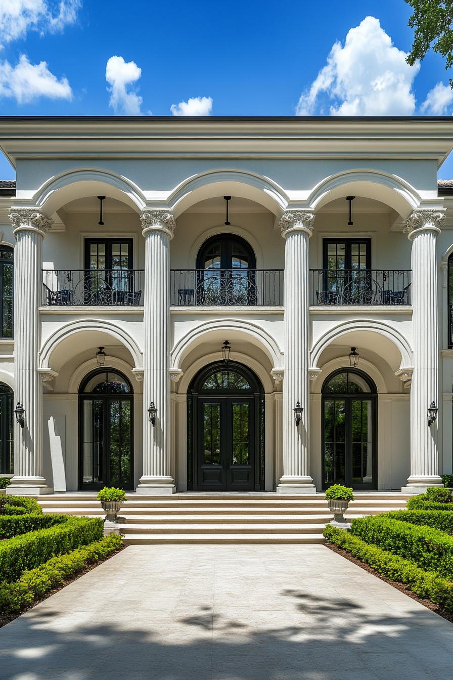 Grand entrance with classic Roman columns