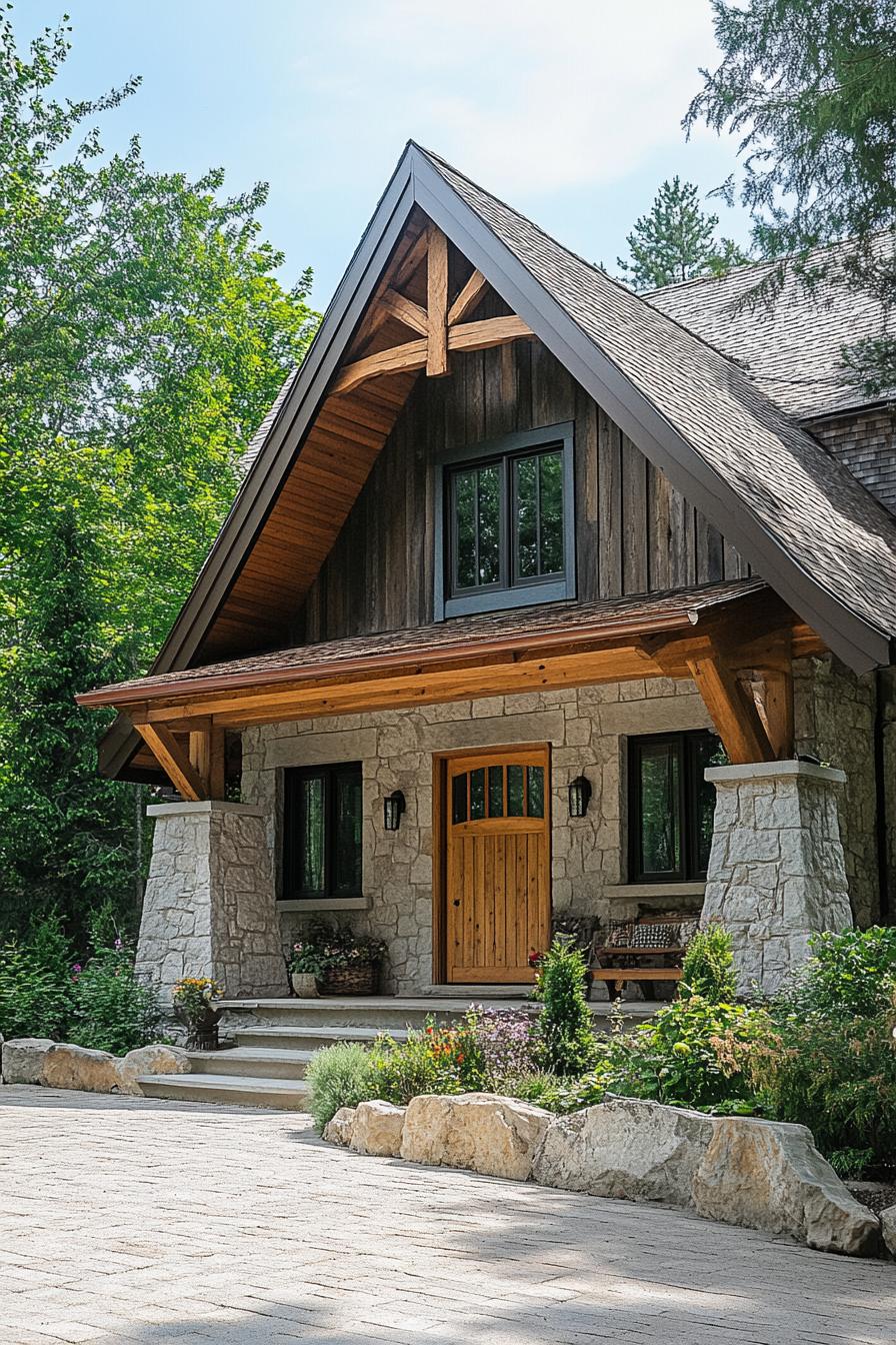 Charming cottage with a mix of wood and stone elements